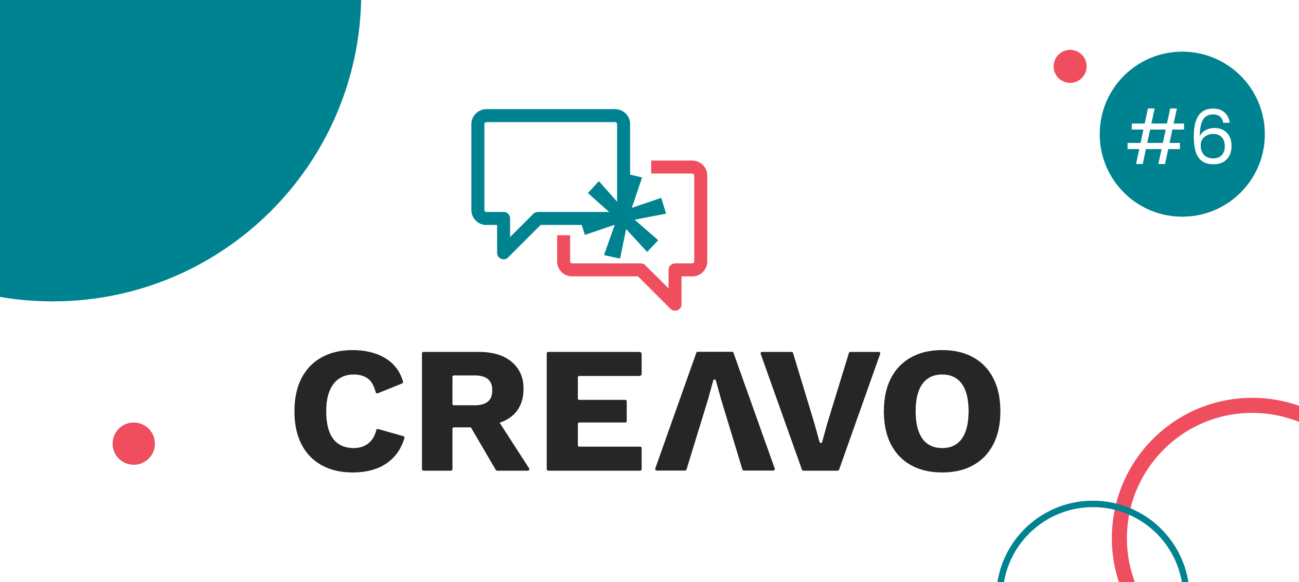 creavo eps 6 headline card features logo, circles and #6 for episode