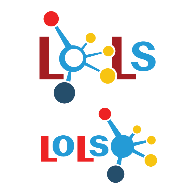 Logo concepts for LOLs, featuring the 'learning atom' design