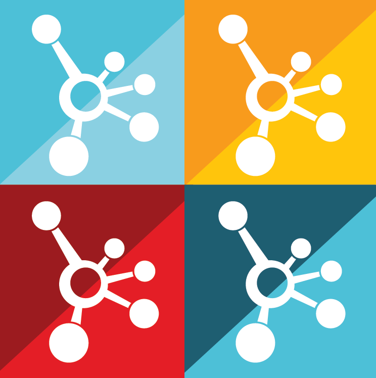 Logo/brand guidelines presenting icon over mixed colors